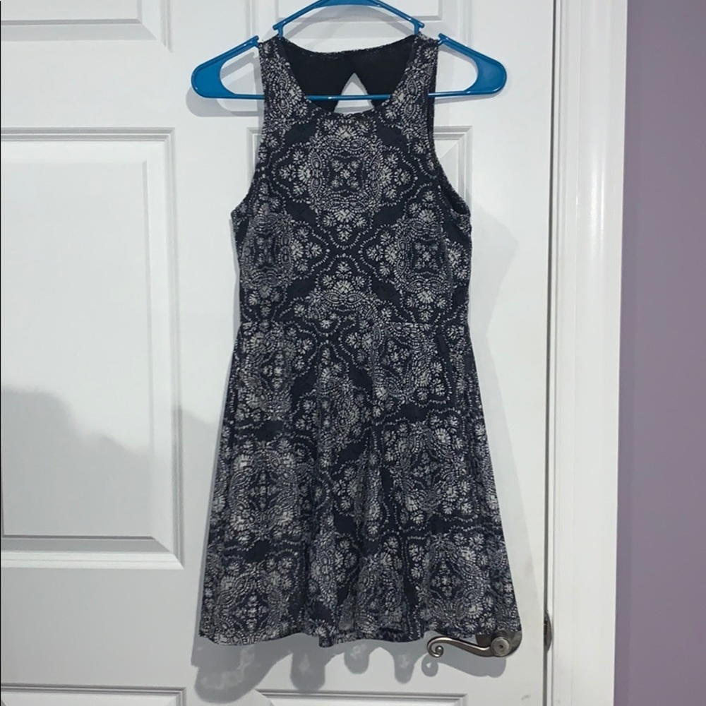 High Neck blue patterned dress